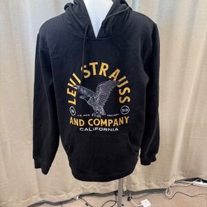 Levi Strauss & Co. Black Hoodie Mens Large Eagle Graphic Pullover Sweatshirt